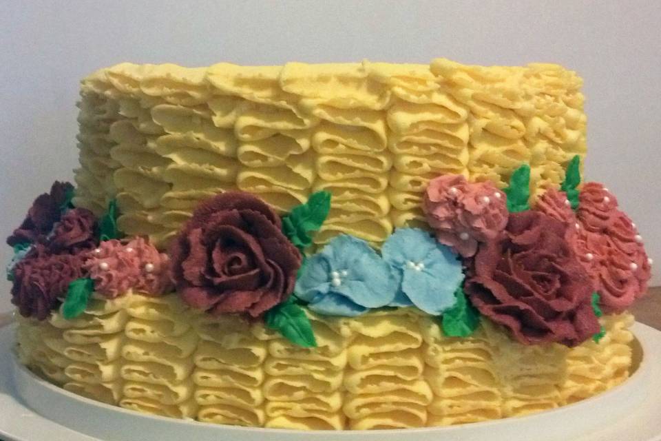 Mothers' Day Cake - Raspberry cake covered in White Chocolate Buttercream Frosting