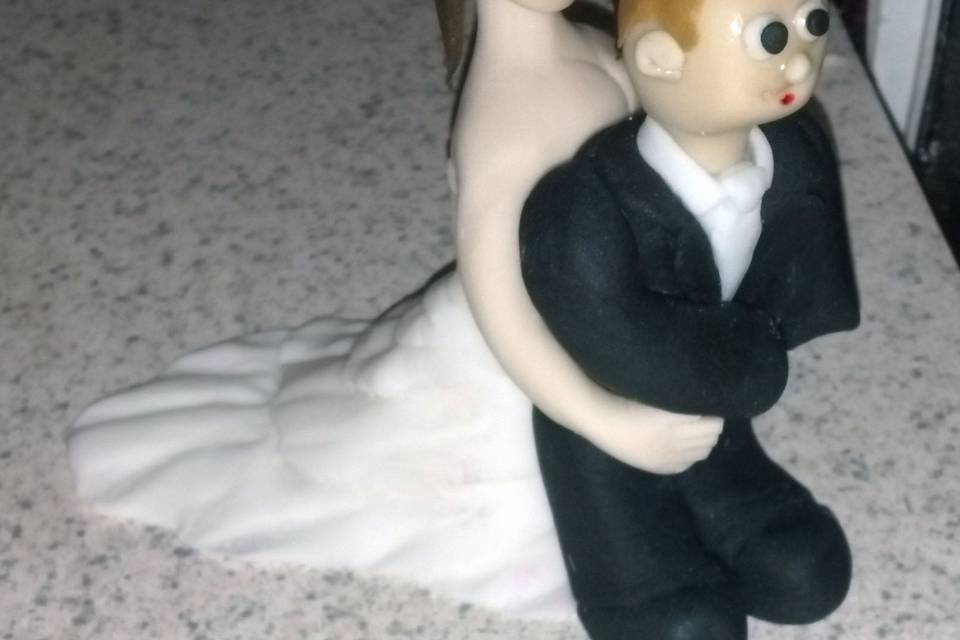 Customized Bride and Groom for Groom Cake made from Fondant