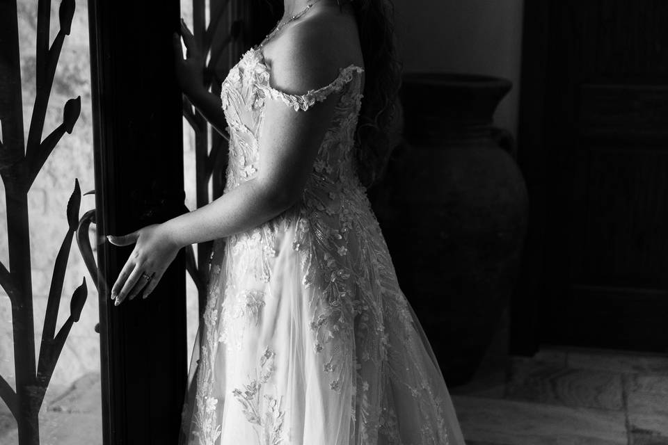 Black and white at front door