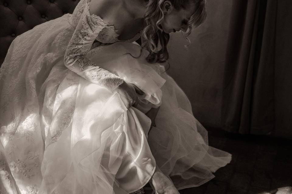 Dress on chandelier