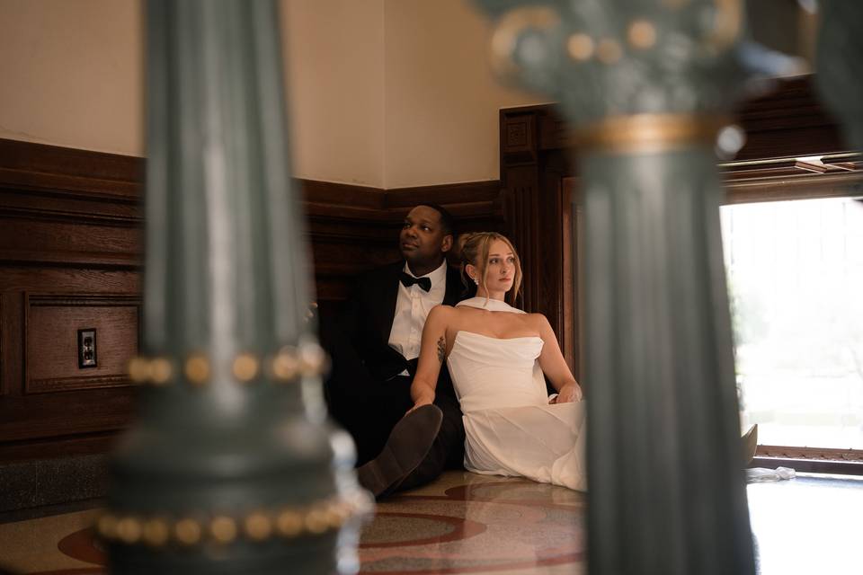 Laying on stairs