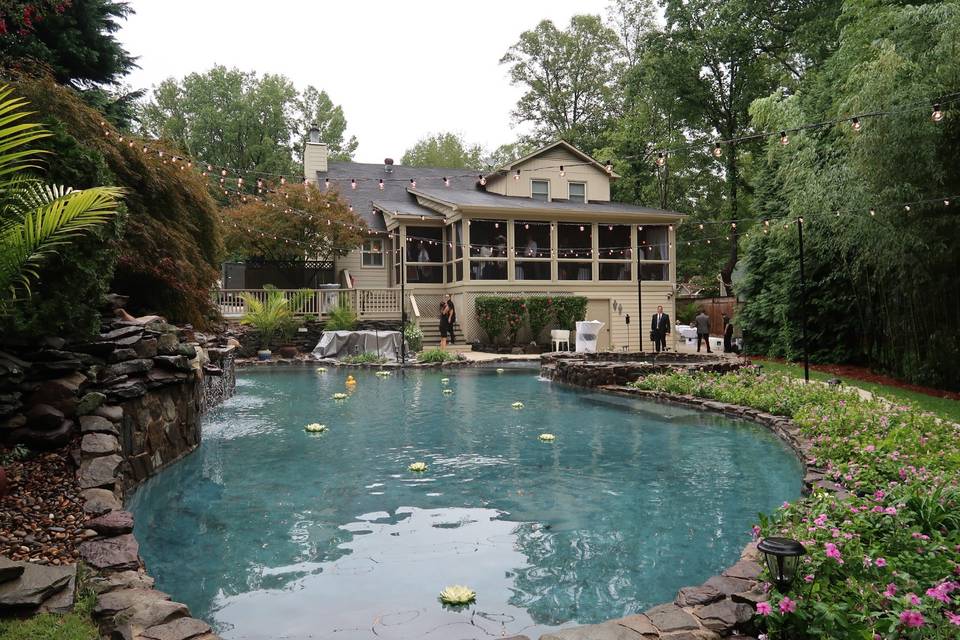 Lighting over a pool