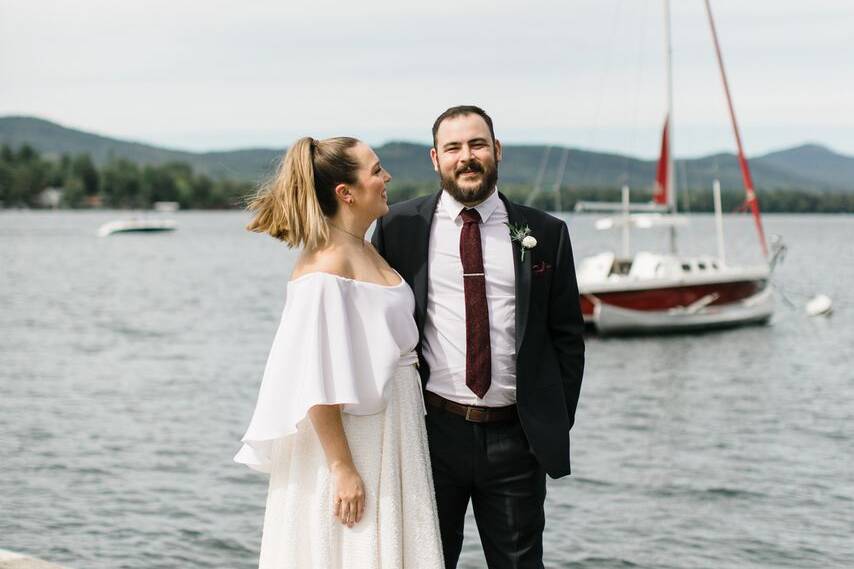 Lake George wedding couple