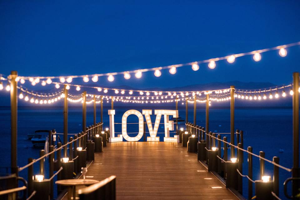 Beach boardwalk wedding