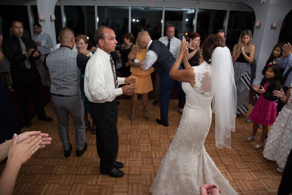 The bride dancing