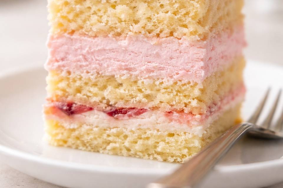 Vanilla, strawberry mousse