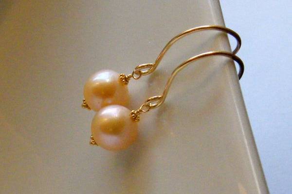 Pearl and 14k gold filled earrings.