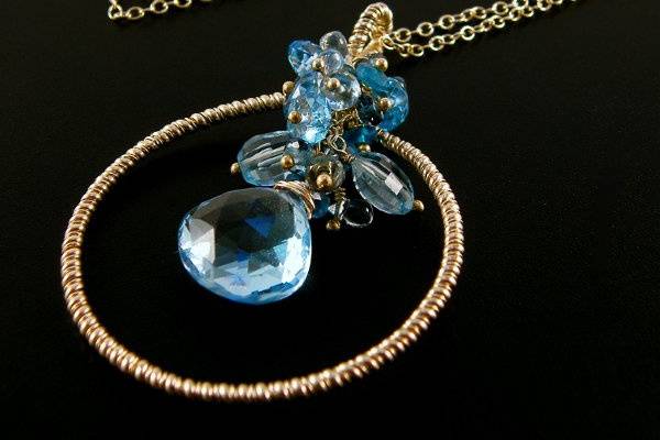 Blue Topaz and 14k gold filled necklace.