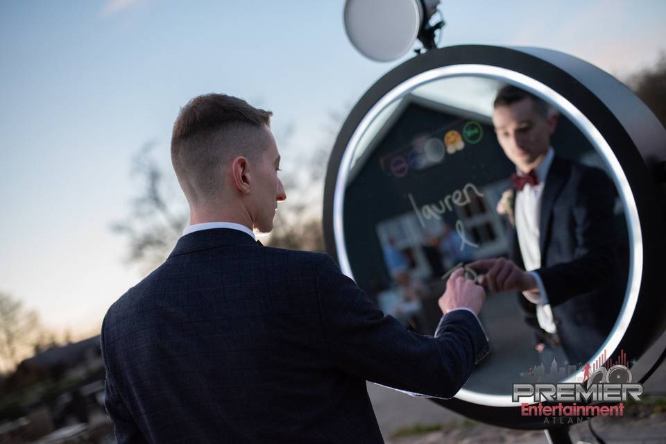 Groom signing photo