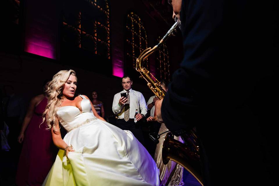 Bride loving the sax