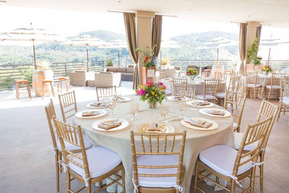 Dining set up under the covered terrace