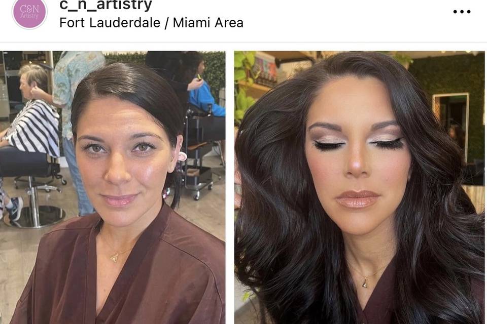 Bridesmaid before and after