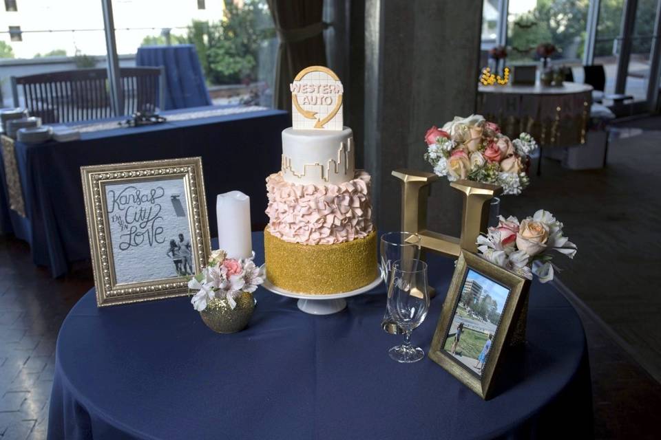 Wedding cake table setup