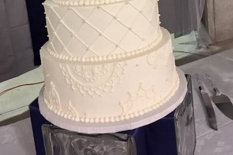 All white wedding cake