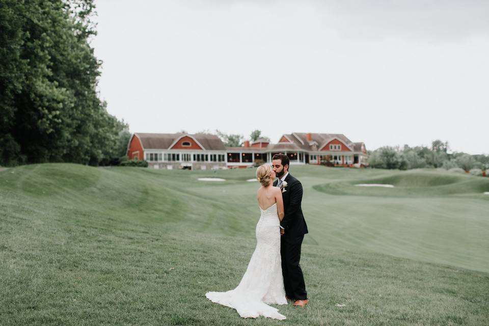 Newlyweds in the venue grounds