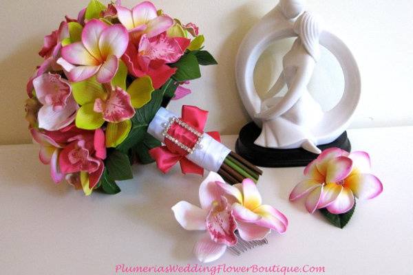 Orchid and Plumeria bridal bouquet