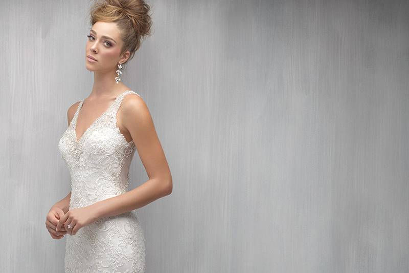 Style MJ268 <br> One look at the illusion back on this gown, and you'll fall in love.