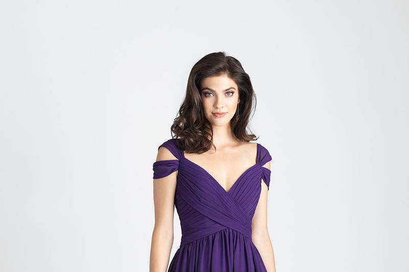 Style 1504		We embraced the look of the season with this chic off-shoulder gown. // Pictured in Eggplant.