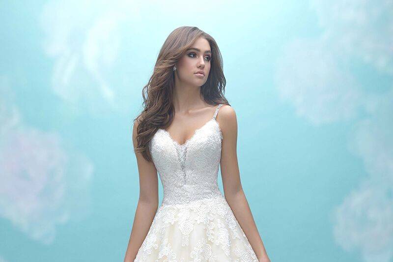 Allure Bridals	9466	<br>	This elegantly simple ballgown was designed for the lace lovers.