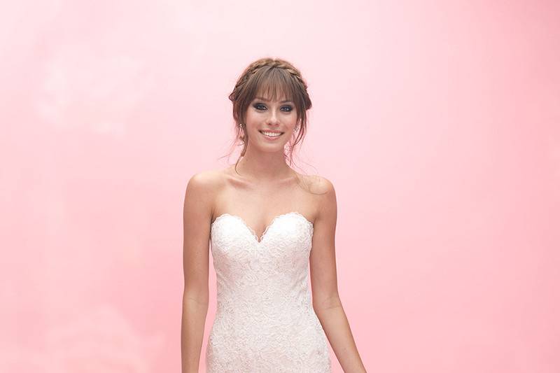 Allure Romance	3063	<br>	A clean, modern silhouette such as this crepe sheath lacks nothing, but the sheer floral lace back is a gorgeous touch.