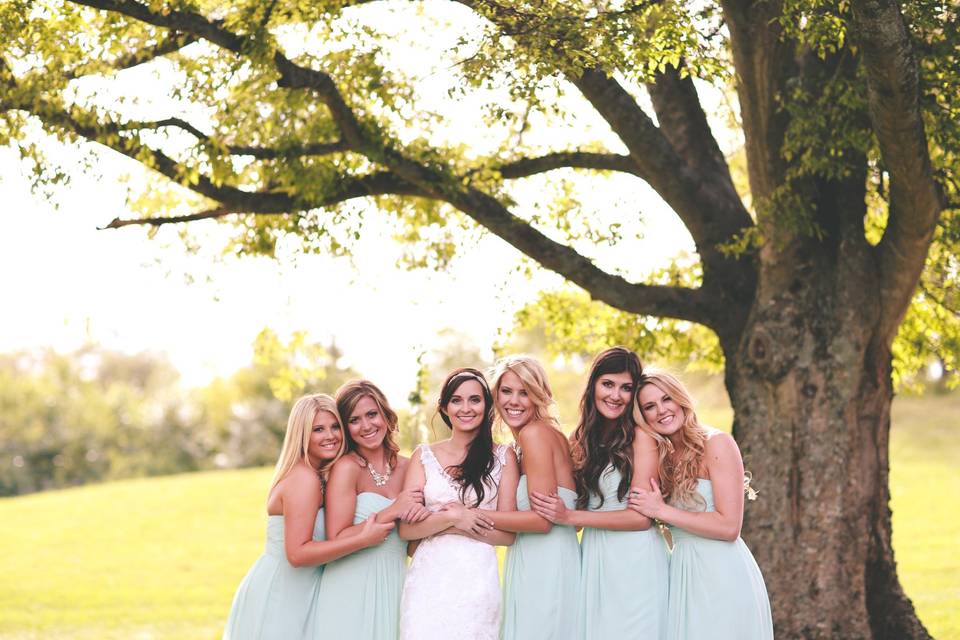 The bride with her bridesmaids