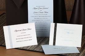 Brown and white invites