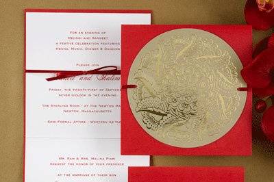 Gold and red invites