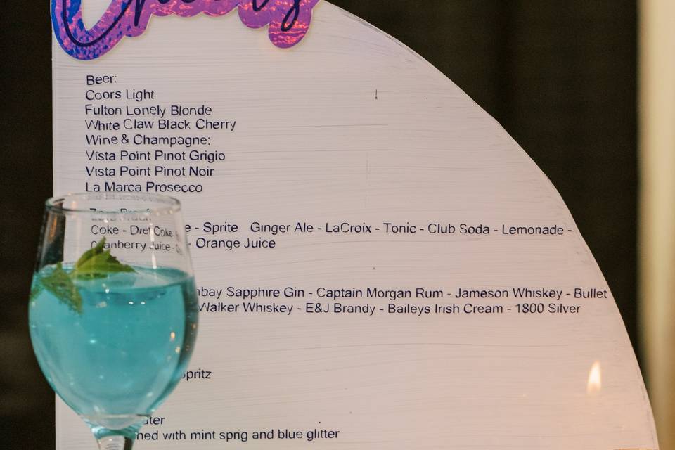 Acrylic and vinyl Drink Menu