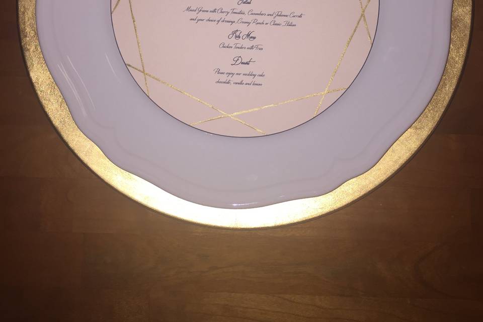 Menu with gold foil accents