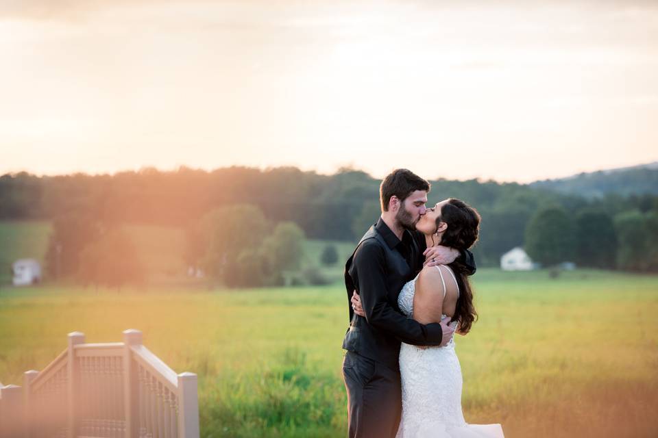 Golder hour wedding portrait in West Virginia