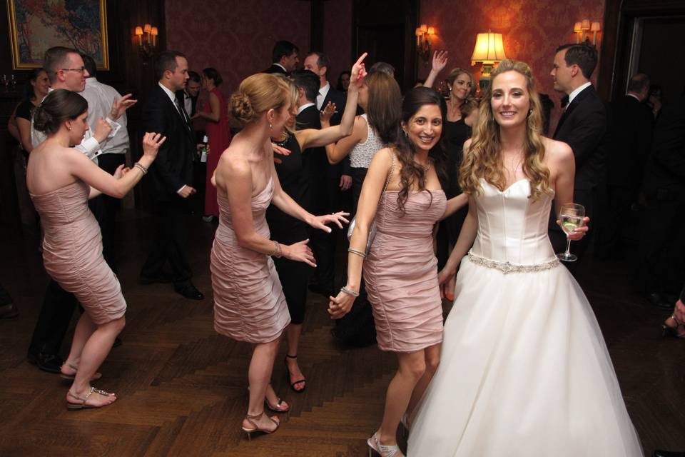 Bridesmaids in the groove.