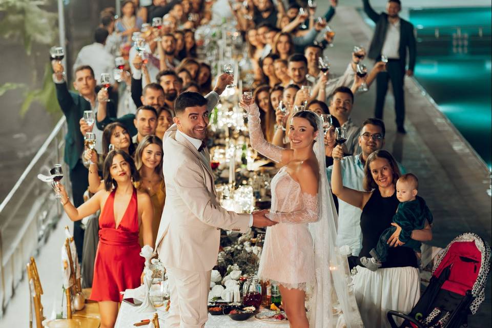 Poolside wedding and reception