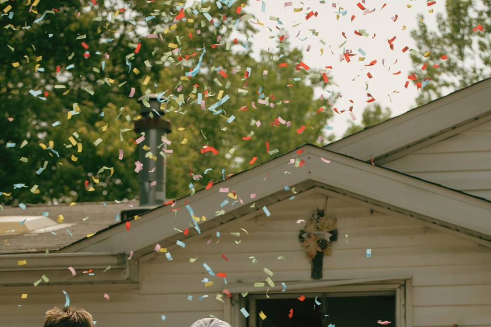 Backyard wedding parade