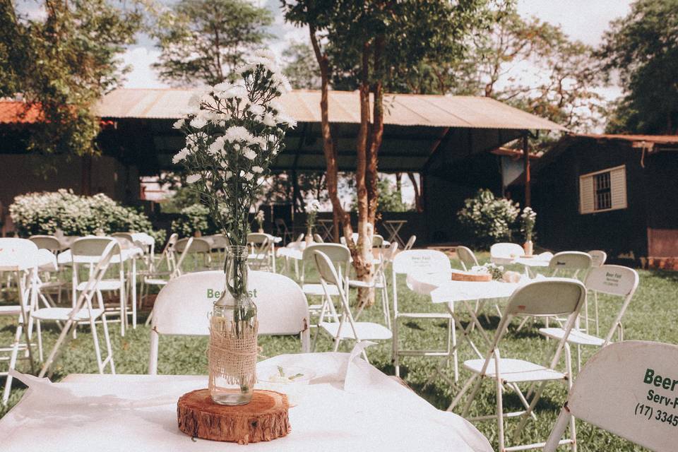 Backyard wedding setup