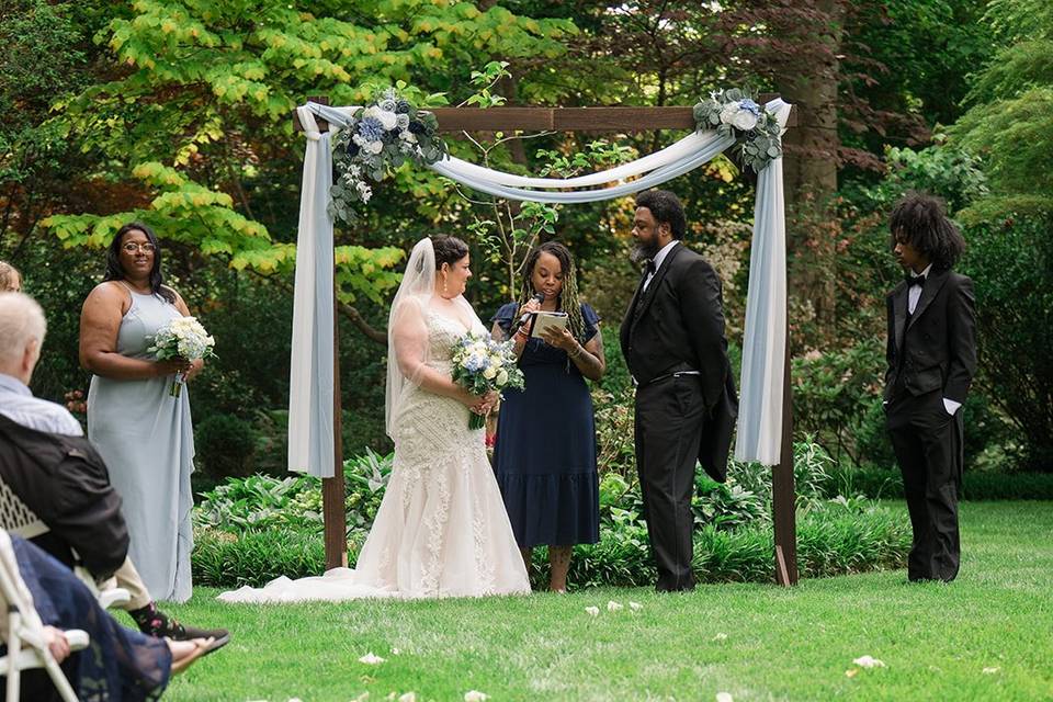 At the altar.