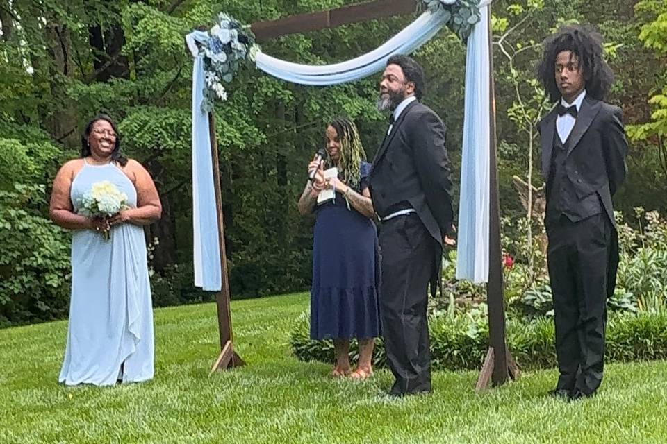 At the altar.