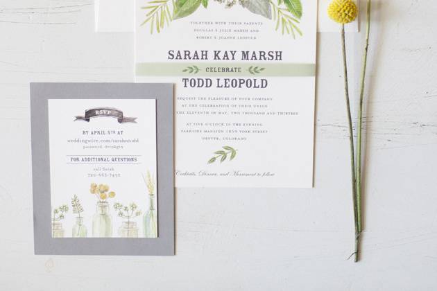Custom Illustrated and Designed Botanical Wedding Suite.Sarah and Todd wanted their stationery and day of paper goods  to embrace the plants and herbs that Todd uses daily in his work as a distiller for his company, Leopold Bros. We also drew inspiration from old botanical drawings.