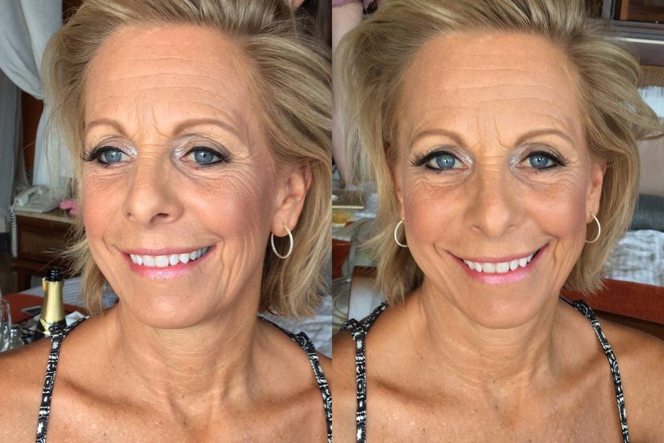 Mother of the Bride makeup for a beach formal wedding in Cancun at the Dreams Riviera Cancun Resort.
