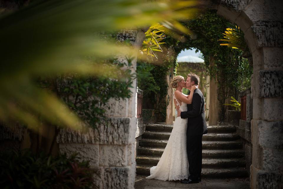 Bride and groom in miami, fl after their first look.