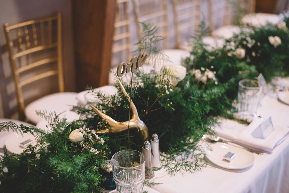 Table setup with centerpiece