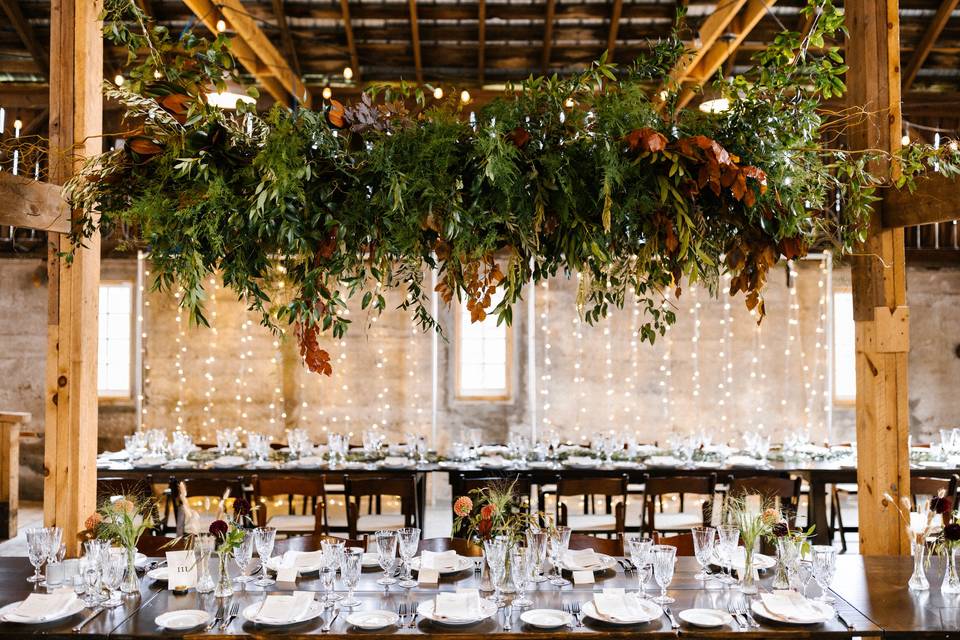 Hanging floral installation