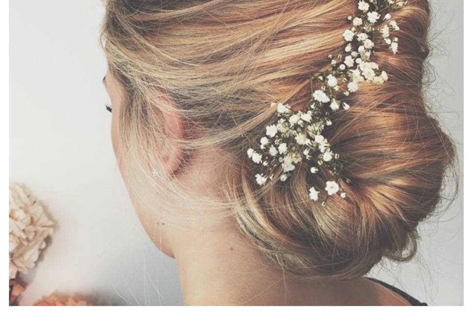 Classic French updo with flowers