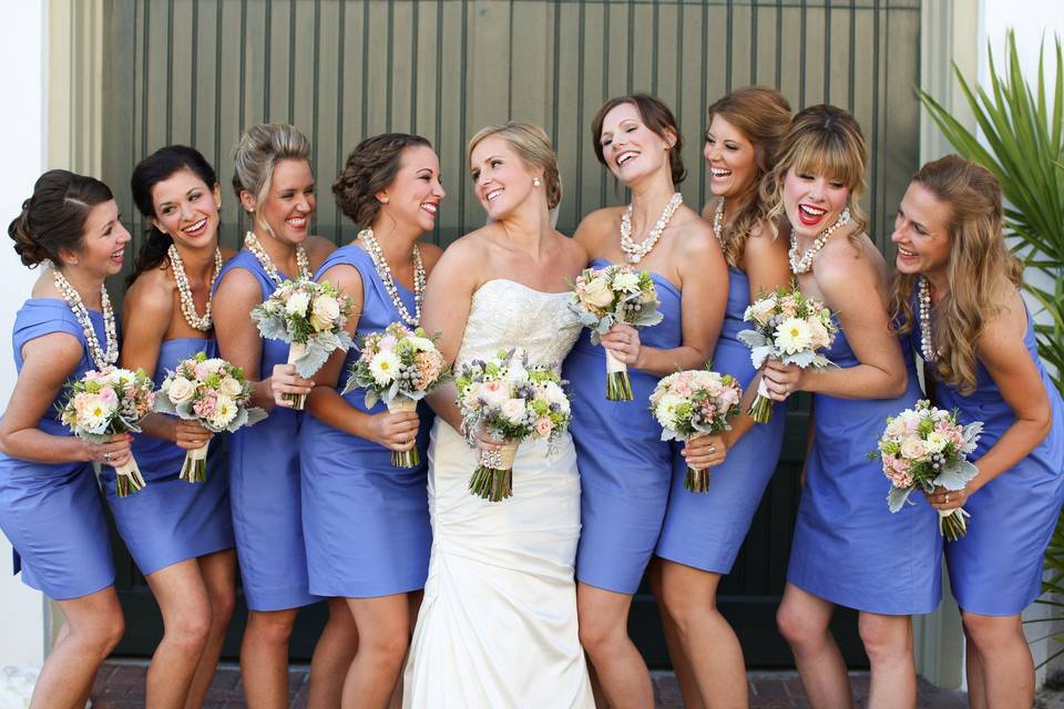 Bouquets of the bride and bridesmaids