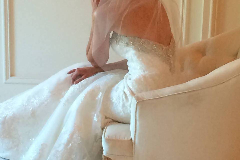 Bride in a dress with plunging back line