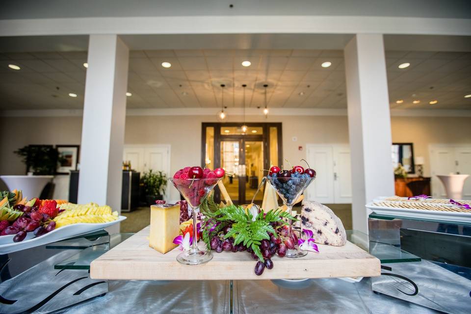 Start your evening with our Complimentary Fruit and Cheese Reception included in our Wedding Package