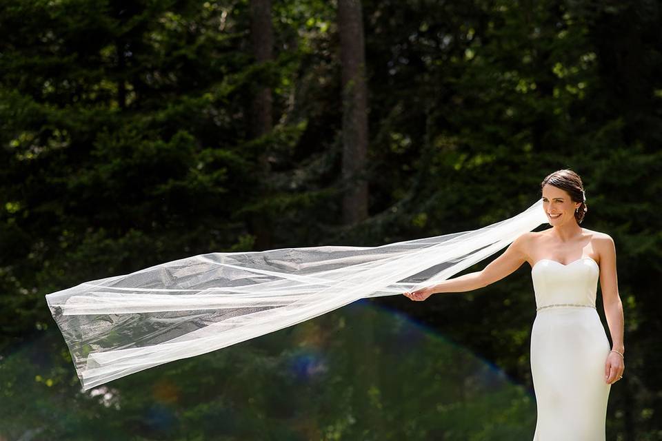 Bride with beautiful long veil