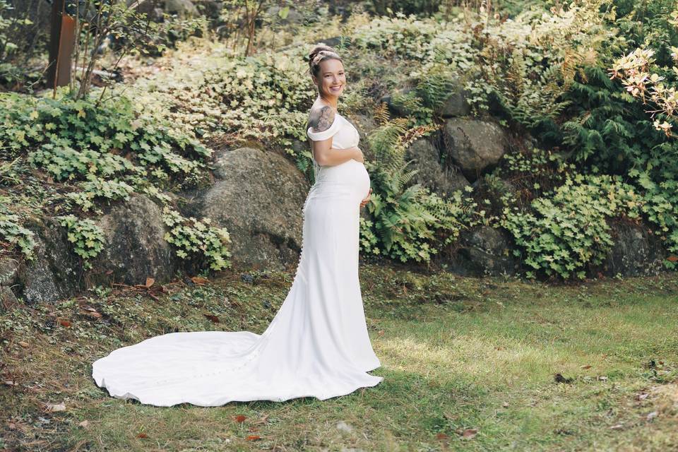 Bride in garden