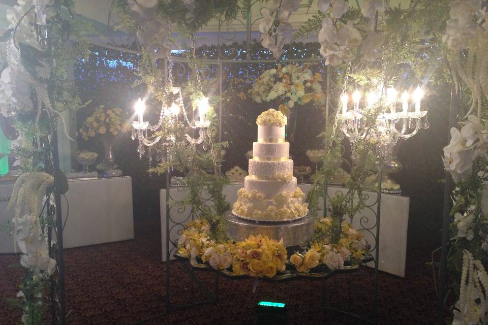 Multiple layered wedding cake