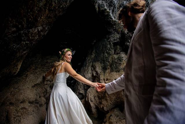 Leading the way into a cave