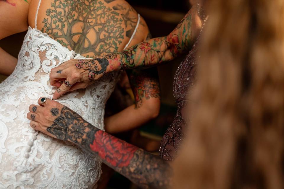 Tattoo in wedding dress